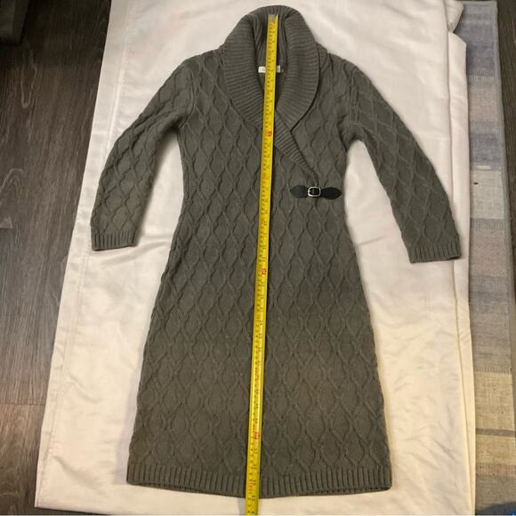 Calvin Klein Gray Cable Knit Shift Sweater Dress S Winter Cozycore Corporate - Picture 8 of 11